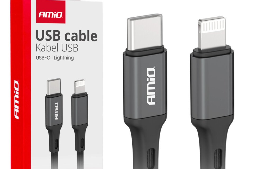 USB-A töltőkábel - LIGHTNING IPHONE PD 20W 100cm FullLINK AMIO-03898