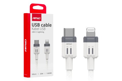 USB-C töltőkábel - IPHONE LIGHTNING 20W 100cm AMIO-03910