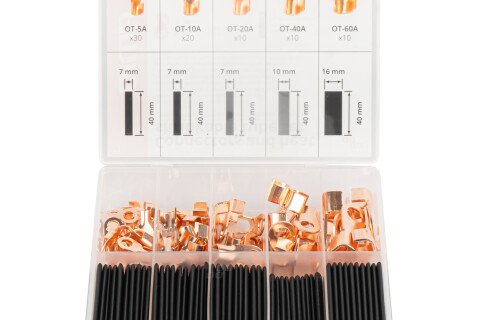 Kruhové konektory, měděné smršťovací bužírky, sada, 160 ks. AMIO-03933