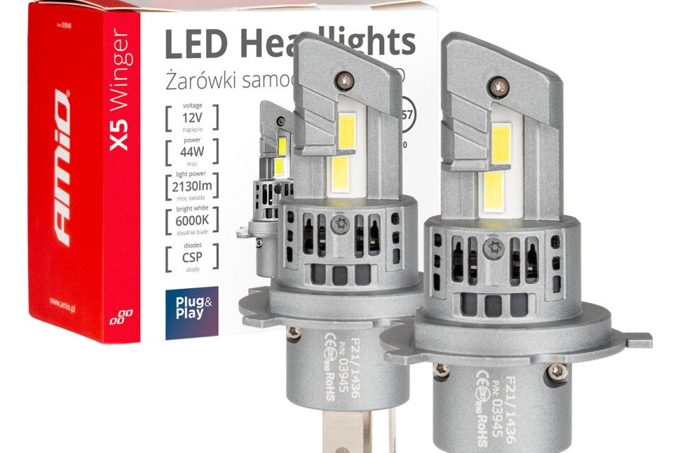 LED avto žarnice serije X5 Winger H4 6000K Canbus AMIO-03945