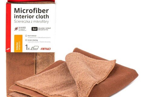 Laveta din microfibra 2 in 1 pentru curatarea interioarelor si paravanelor auto 30x30 cm 500g AMIO-03982