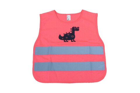 Dziecięca kamizelka odblaskowa ostrzegawcza różowy dinozaur AMIO-03989