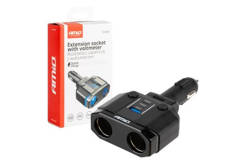 Vtičnica za cigaretni vžigalnik razdelilnik razdelilnik PD30W PD20W QC3.0 12V 24V + voltmeter AMIO-04174