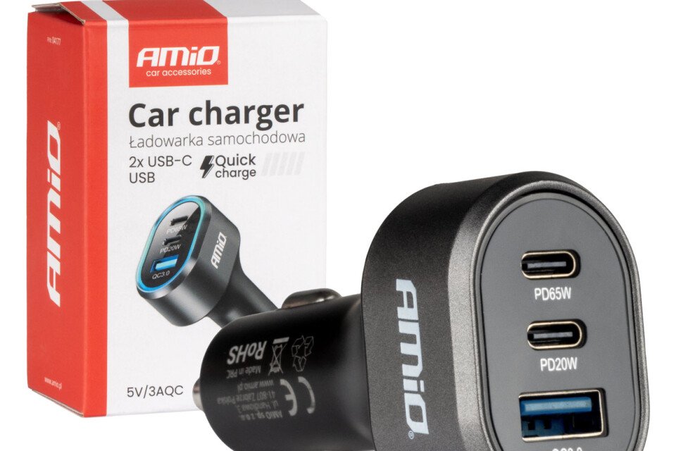 Brzi automatski punjač 85V KC3.0 PD65V PD20V 2k USB-C 1k USB-A AMIO-04177