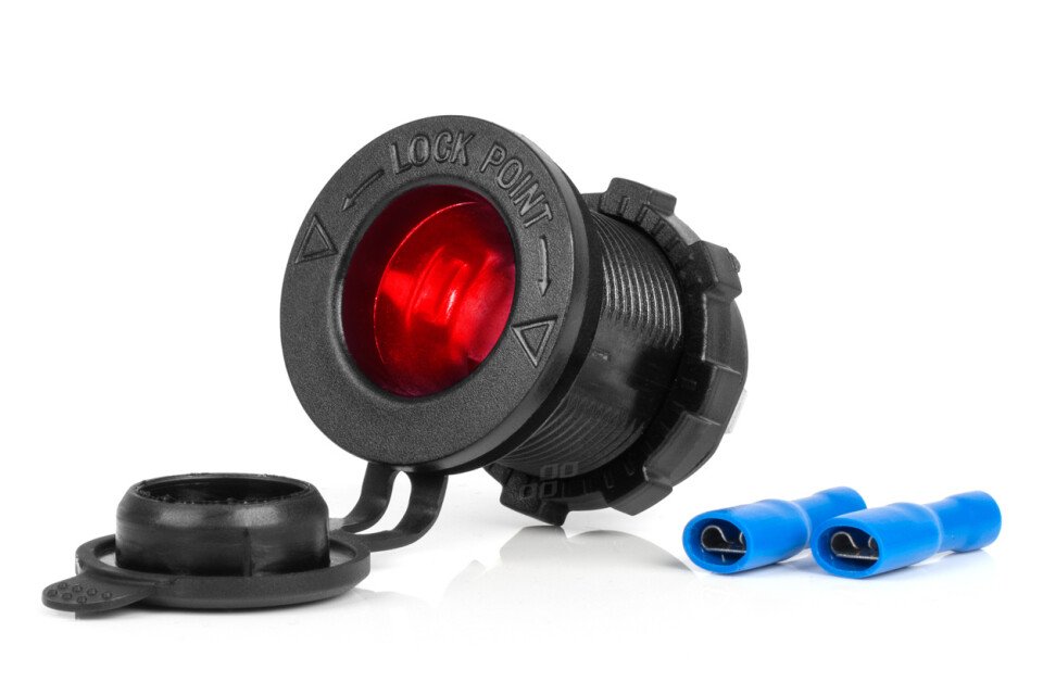 Допълнителен контакт за вграждане с червено осветление 12V 24V AMIO-04219