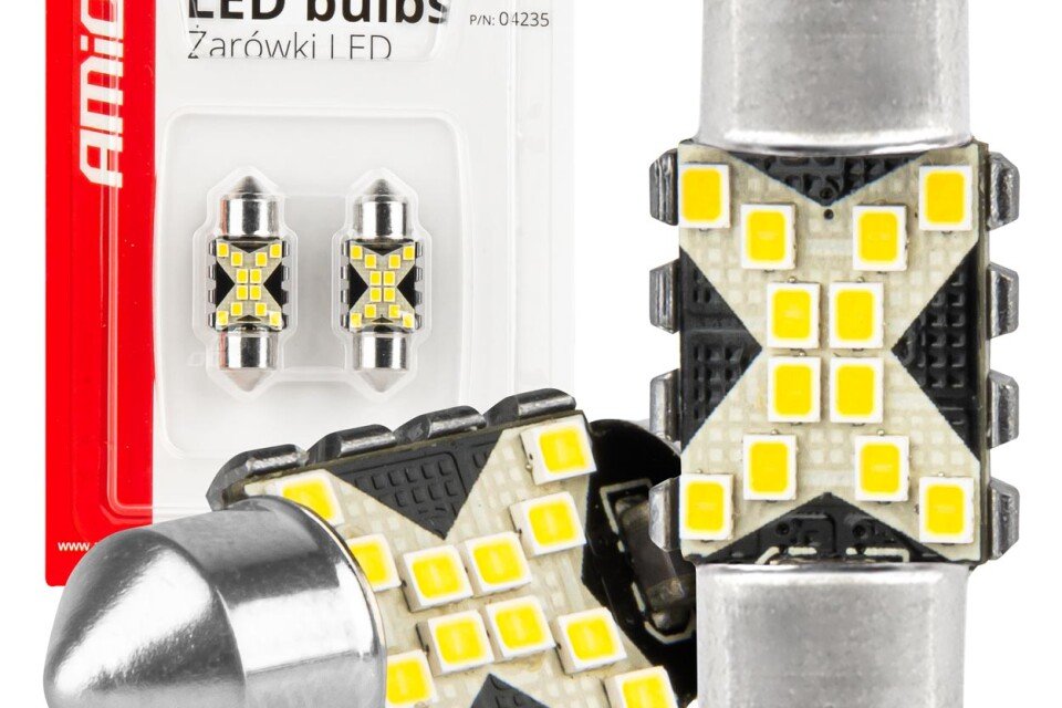 Λαμπτήρες LED CANBUS Festoon C5W 12SMD 2016 31mm Λευκό 12V 24V AMIO-04235