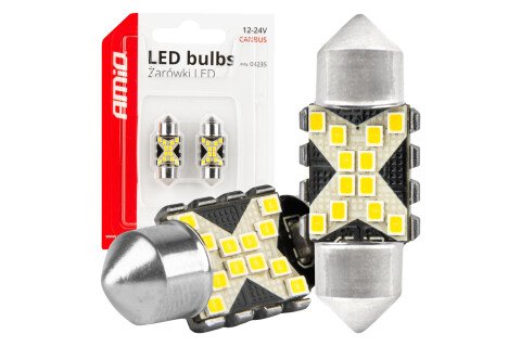 Λαμπτήρες LED CANBUS Festoon C5W 12SMD 2016 31mm Λευκό 12V 24V AMIO-04235