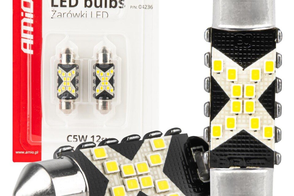 Becuri LED CANBUS Festoon C5W 12SMD 2016 36mm Alb 12V 24V AMIO-04236