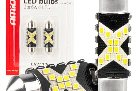 Becuri LED CANBUS Festoon C5W 12SMD 2016 39mm Alb 12V 24V AMIO-04237