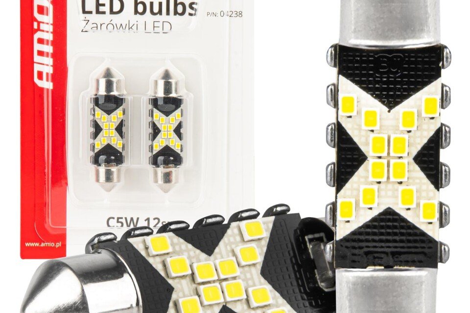 Λαμπτήρες LED CANBUS Festoon C5W 12SMD 2016 41mm Λευκό 12V 24V AMIO-04238