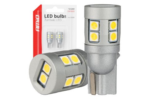 CANBUS LED sijalice T10 V5V 12 SMD 3030 Bela 12V 24V AMIO-04243