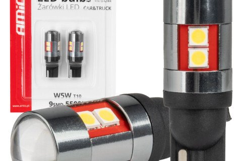 LED žárovky CANBUS T10 W5W 9 SMD 3030 Bílá 12V 24V 36V 48V AMIO-04244