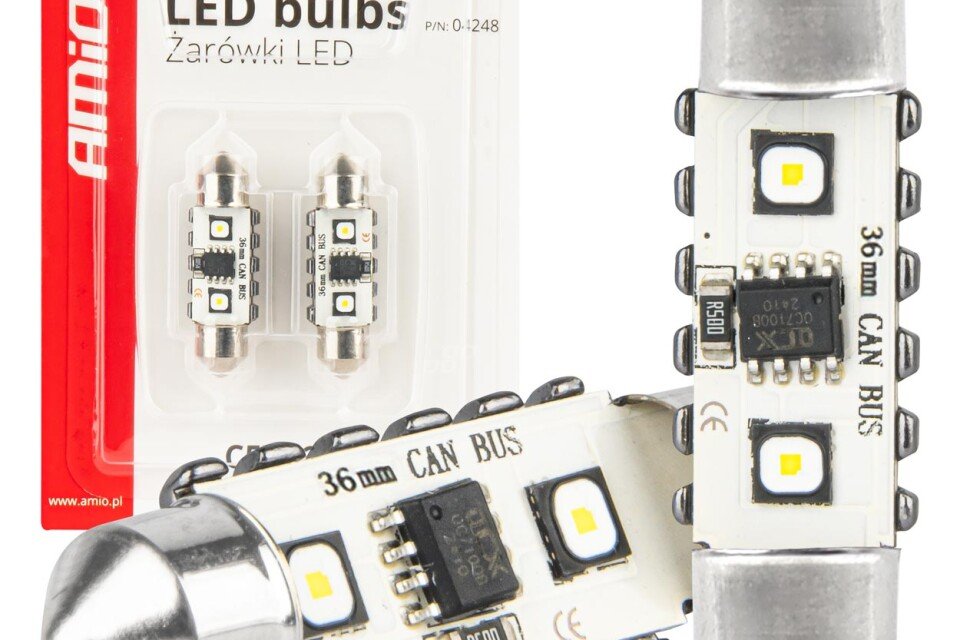 Festoon C5W 2SMD 3838 36mm biele CANBUS LED žiarovky 12V 24V AMIO-04248