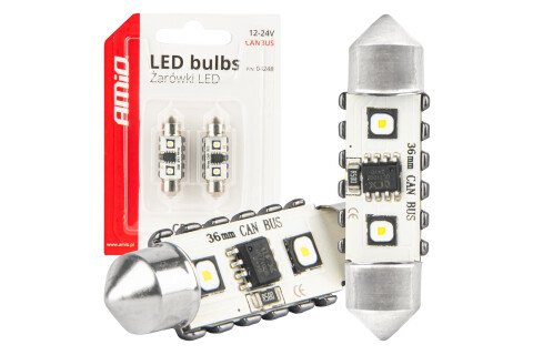 Festoon C5W 2SMD 3838 36mm biele CANBUS LED žiarovky 12V 24V AMIO-04248