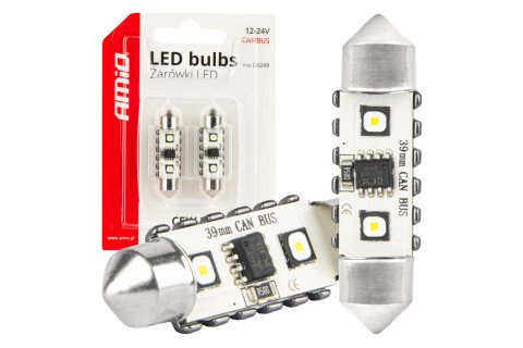 Festoon C5W 2SMD 3838 39mm bele CANBUS LED žarnice 12V 24V AMIO-04249