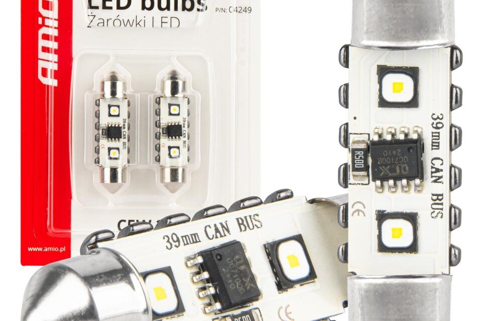 Festoon C5W 2SMD 3838 39mm bele CANBUS LED žarnice 12V 24V AMIO-04249