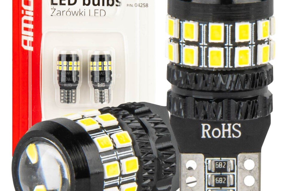 Lampadine LED CANBUS T10 W5W 27SMD 2016 Bianca 12V 24V AMIO-04258