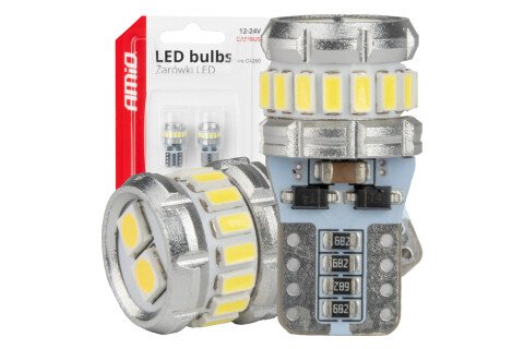 LED CANBUS sijalice T10 V5V 16SMD 2SMD 3014 3030 Bela 12V 24V AMIO-04260