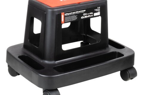 Krzesło warsztatowe na kółkach z wbudowanym schowkiem 135kg AMIO-04269