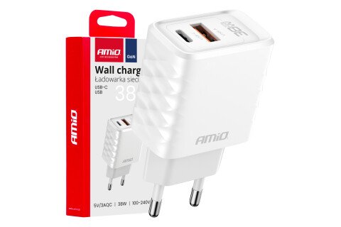 Brzo punjenje GaN 38V USB-A + USB-C AC punjač AMIO-04287