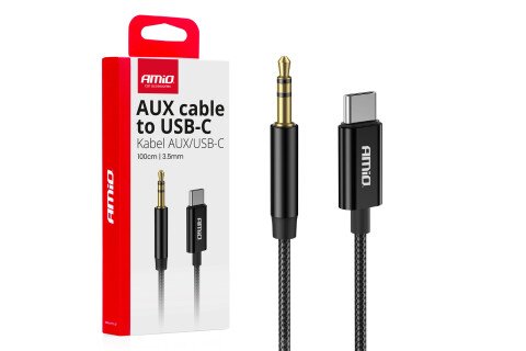 Kabel audio USB-C do AUX Mini Jack 3,5 mm 1 m AMIO-04294