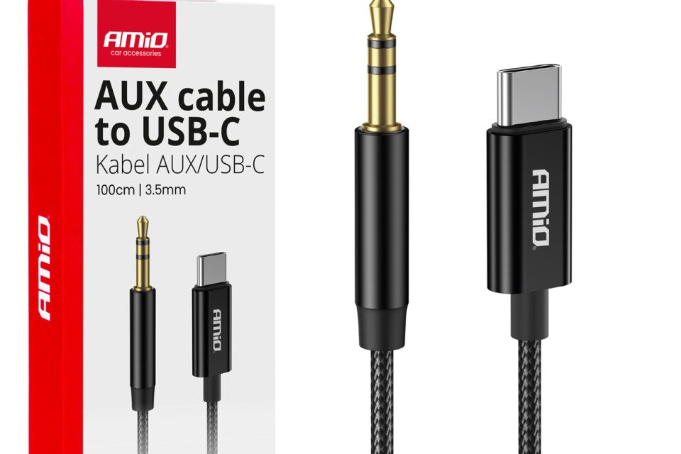Kabel audio USB-C do AUX Mini Jack 3,5 mm 1 m AMIO-04294