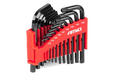 Imbuszkulcs készlet IMBUS HEX TORX CRV, fekete, 22 db AMIO-04297