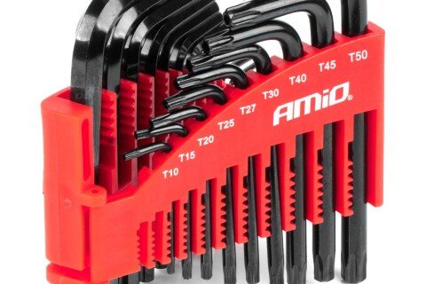 Imbuszkulcs készlet IMBUS HEX TORX CRV, fekete, 22 db AMIO-04297