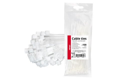 Weiße Kabelbinder 2,5×150mm 100 Stück AMIO-04306