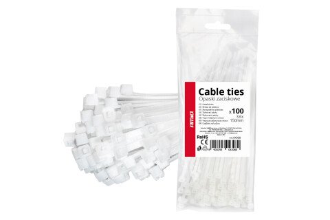 Bele kabelske vezice 3,6×150mm 100 kom AMIO-04308