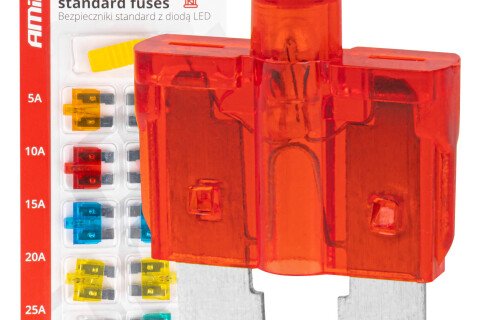 Siguranțe auto standard cu LED, 10 buc AMIO-04341