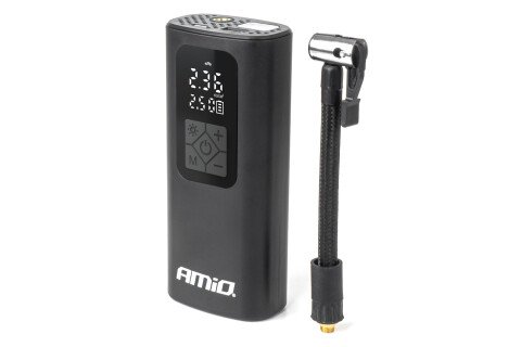 Autós kompresszor vezeték nélküli töltő power bank LED USB-C 40W AMIO-04377