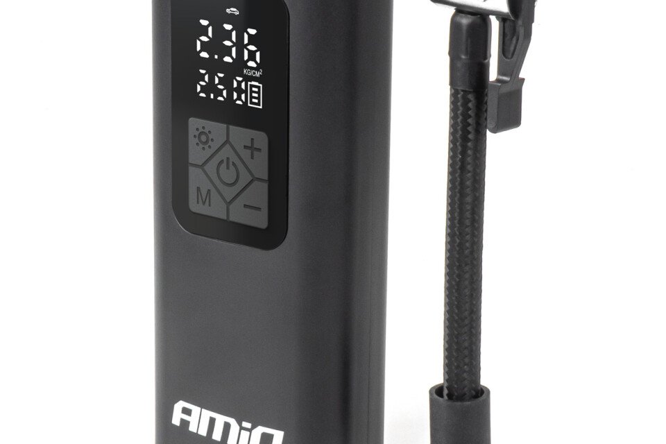 Autós kompresszor vezeték nélküli töltő power bank LED USB-C 40W AMIO-04377