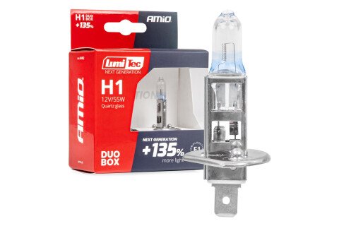 Halogenske žarnice H1 12V 55W LumiTec NASLEDNJA GENERACIJA +135% DUO AMIO-04402