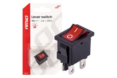 Interruttore a bilanciere con illuminazione rossa 6A 250V AMIO-04439