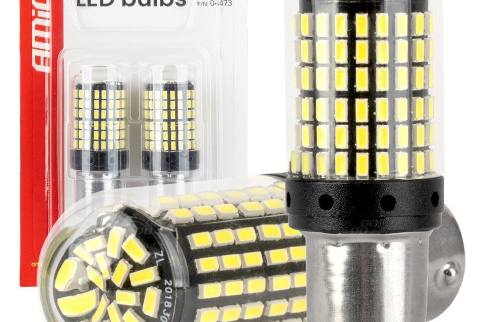 Żarówki LED CANBUS BA15S P21W R10W R5W 600lm 144SMD białe 12V 24V AMIO-04473