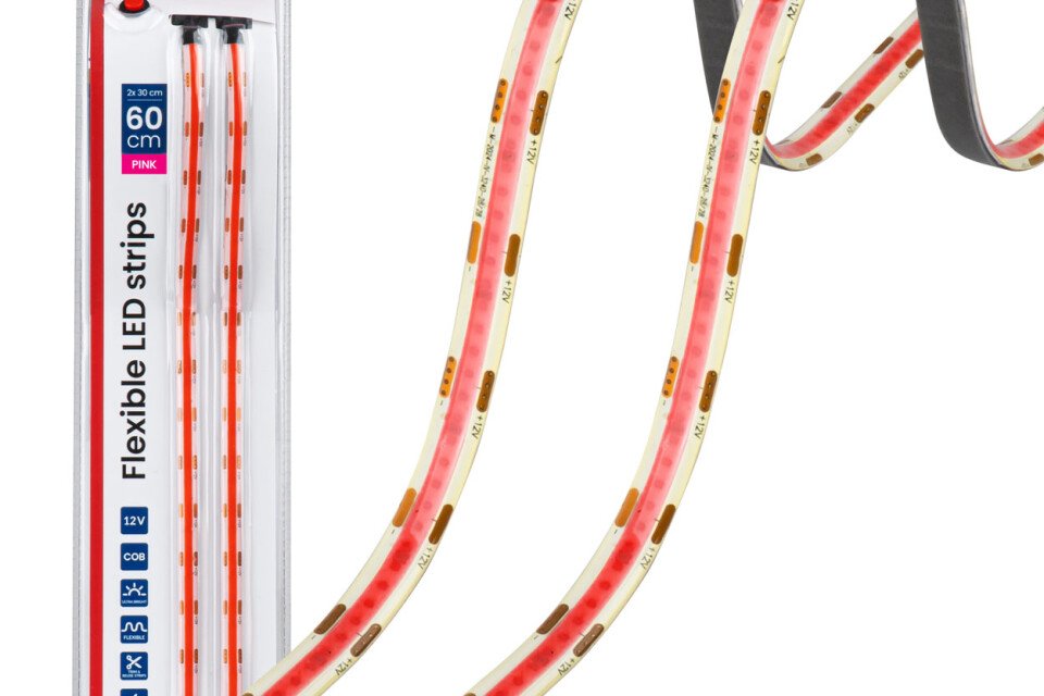 COB LED szalagok autóba rózsaszín 2x30cm 12V AMIO-04570