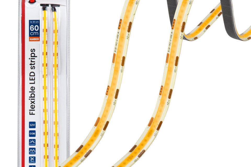 COB LED trake za automobile narandžaste 2x30cm 12V AMIO-04572