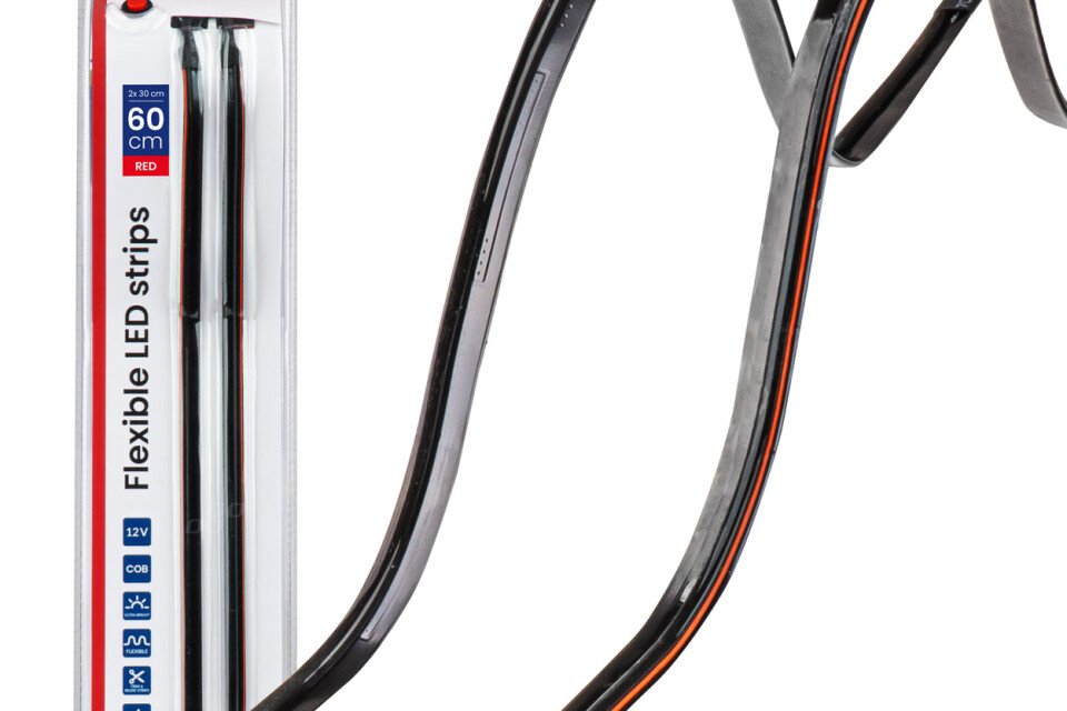LED trake za stranu automobila crvene 2x30cm 12V AMIO-04576