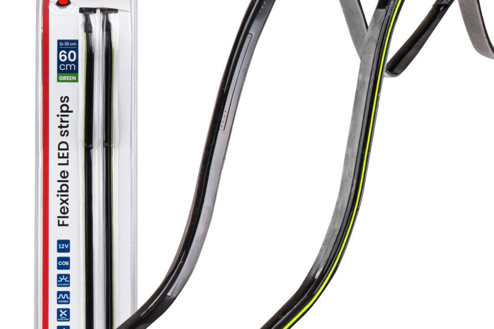 LED bočne trake za automobil zelene 2x30cm 12V AMIO-04577