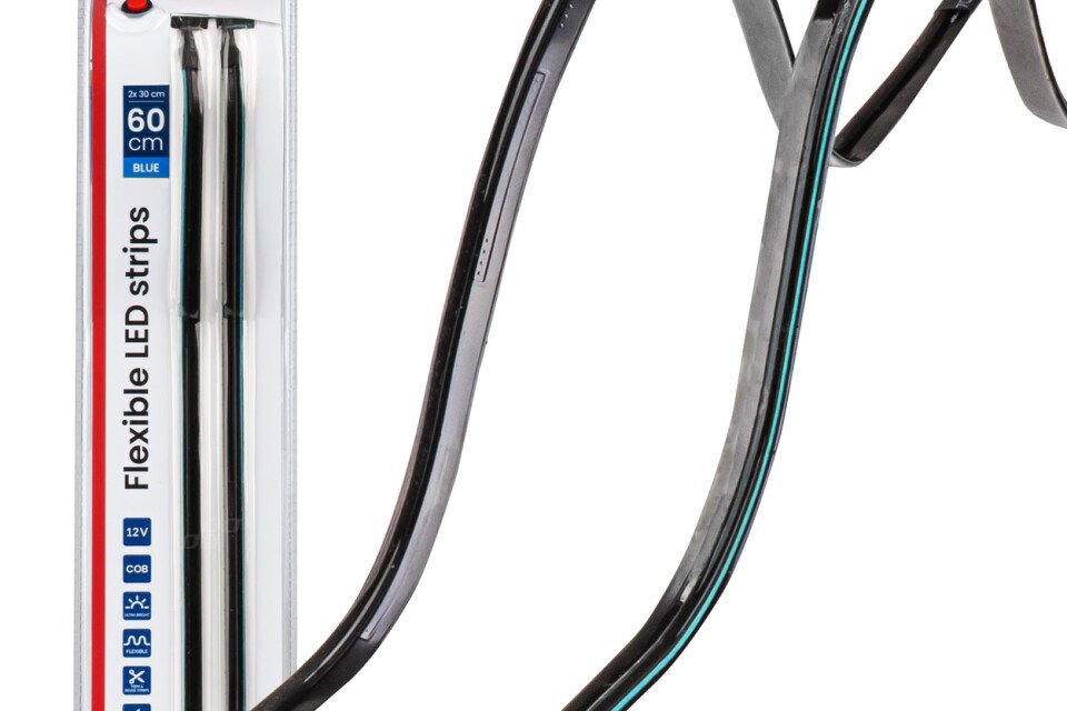 LED bočne trake za automobil plave 2x30cm 12V AMIO-04578