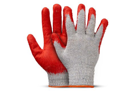 Latexbevonatú pamut és poliészter kesztyű, 10 darab, 9-es méret, AMIO-04630