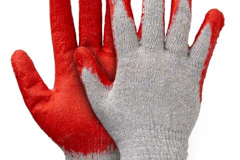 Latexbevonatú pamut és poliészter kesztyű, 10 darab, 9-es méret, AMIO-04630