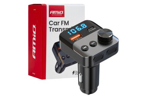 Auto FM odašiljač 1×USB-A 1×USB-C 12V 24V AMIO-04647