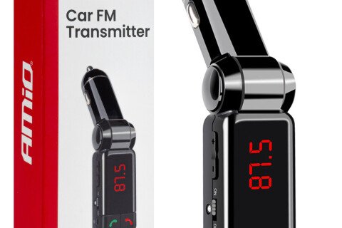 Sklopivi automobilski FM predajnik 2×USB-A 12V 24V AMIO-04650