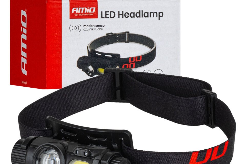 Dobíjecí čelovka s pohybovým senzorem XPG+COB 1200mAh (BATT) AMIO-04662