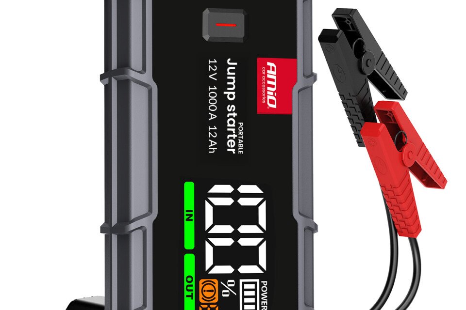 Baterie externă 3 în 1 cu lanternă LED 12V 12Ah 1000A AMIO-04676