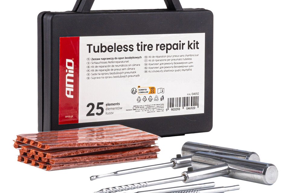 Komplet za popravku guma bez unutrašnje gume, 25 delova AMIO-04692