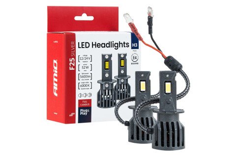 LED auto sijalice F25 SREBRNE FULL CANBUS 52W H3 12V 24V AMIO-04702