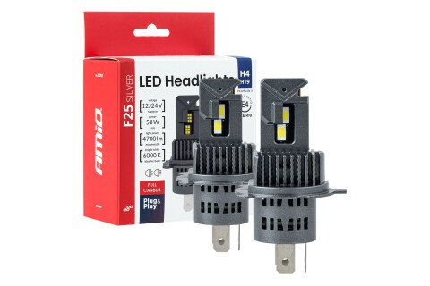 LED auto sijalice F25 SREBRNE FULL CANBUS 58W H4 H19 12V 24V AMIO-04703